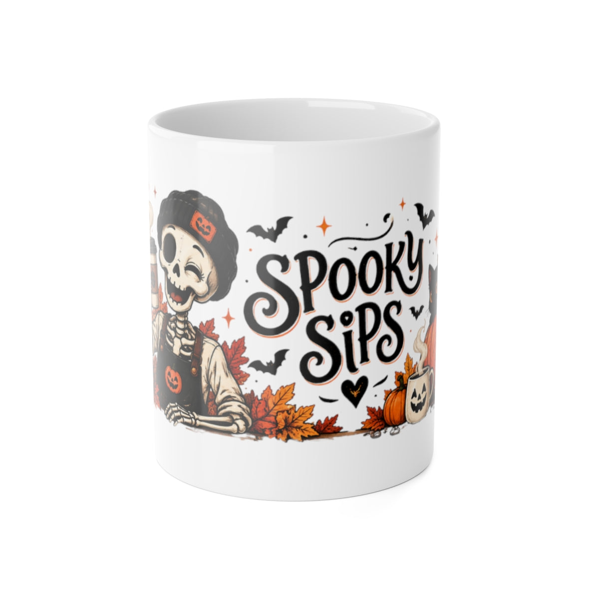 Spooky Sips skeleton coffee mug | Halloween ceramic mug