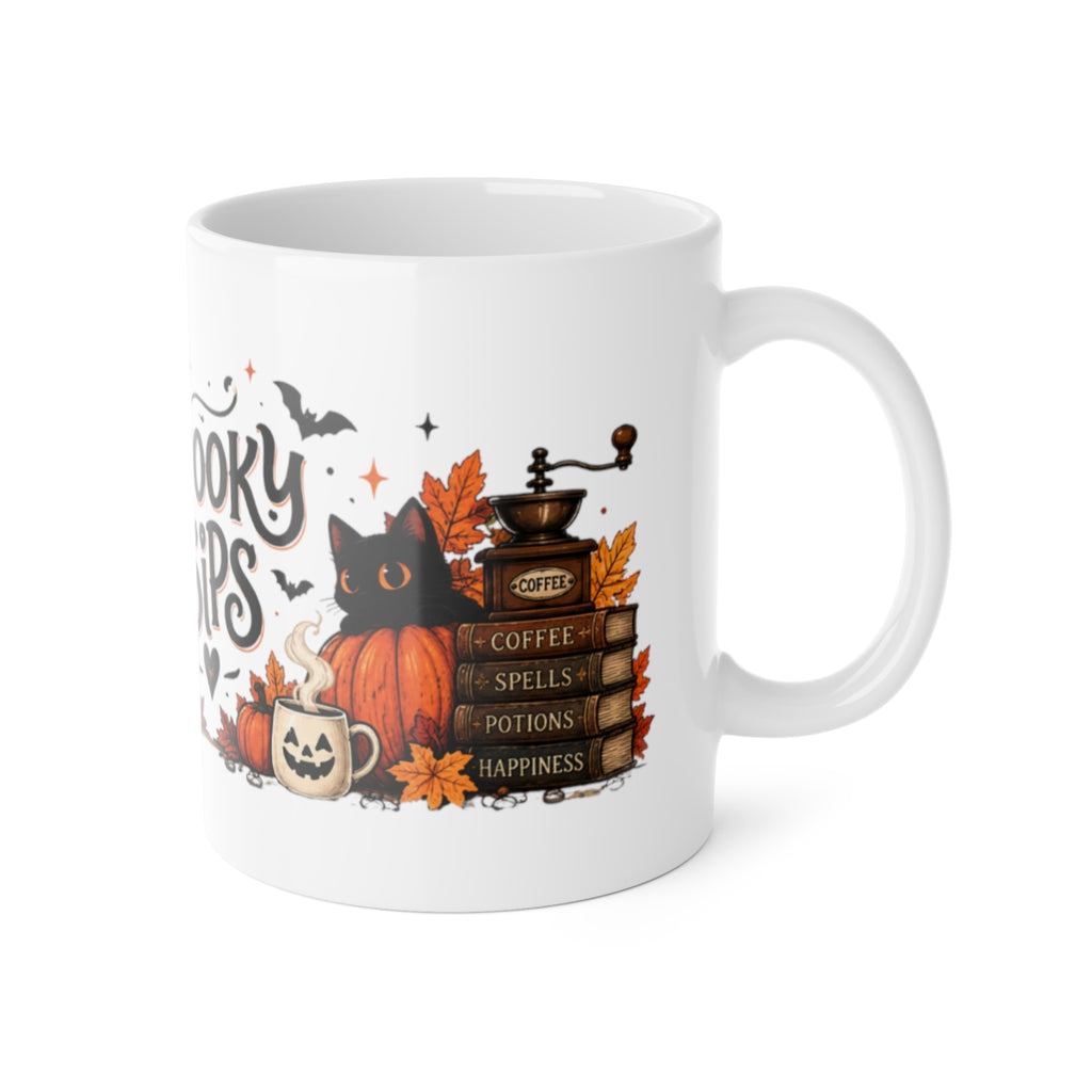 Spooky Sips skeleton coffee mug | Halloween ceramic mug