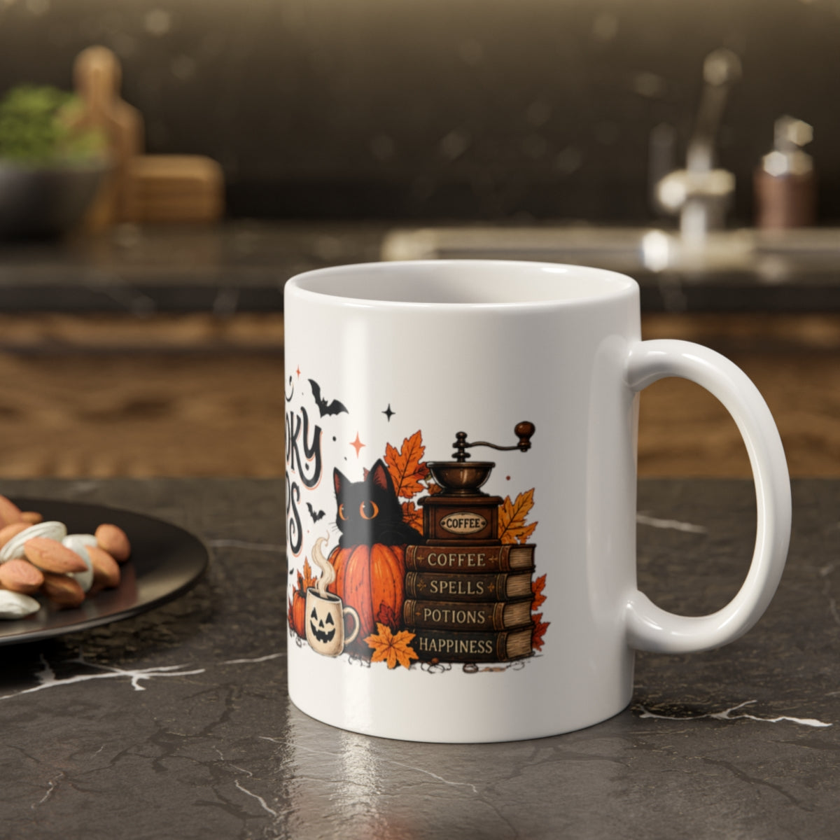 Spooky Sips skeleton coffee mug | Halloween ceramic mug