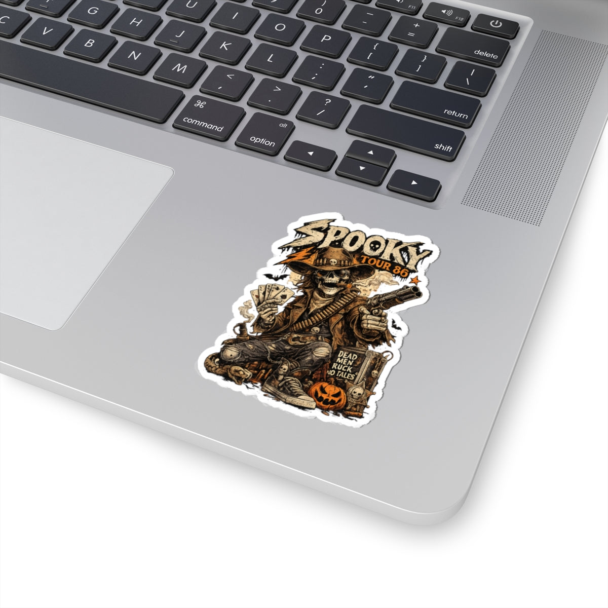 Spooky Tour '86 Cowboy Sticker, Skeleton Western Halloween Decal