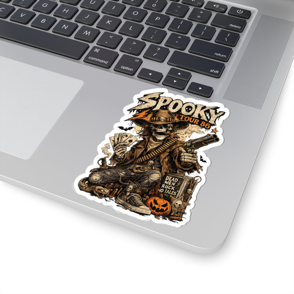 Spooky Tour '86 Cowboy Sticker, Skeleton Western Halloween Decal