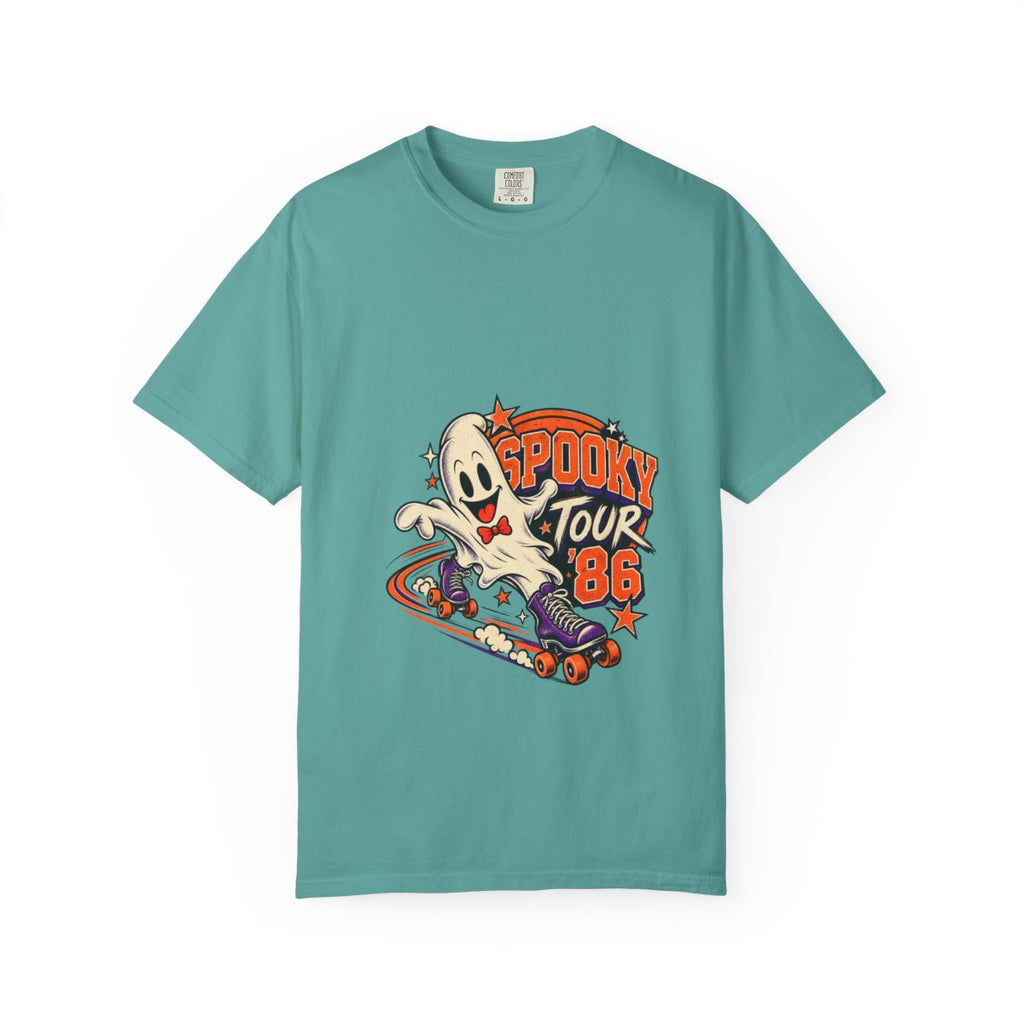 Spooky Tour 86 Skateboarding Ghost T-Shirt | Halloween Skate Tee