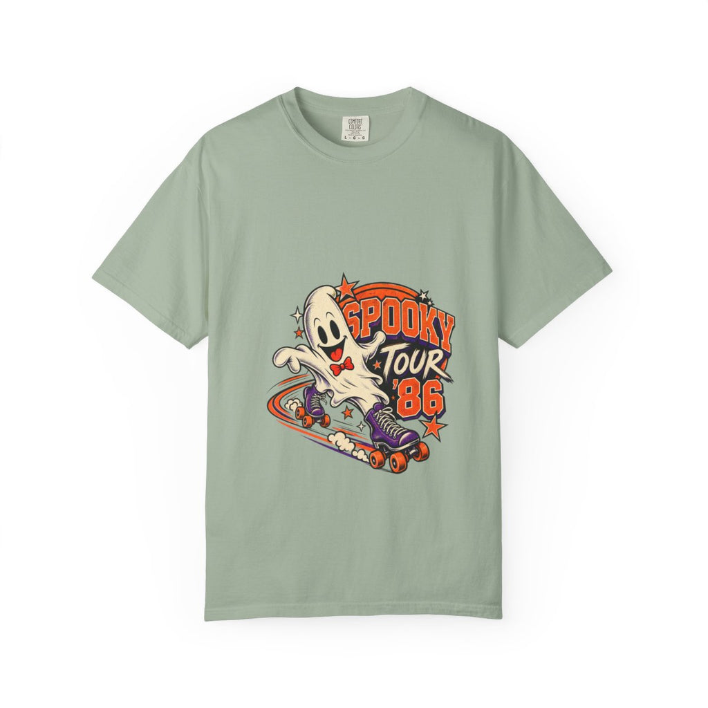 Spooky Tour 86 Skateboarding Ghost T-Shirt | Halloween Skate Tee