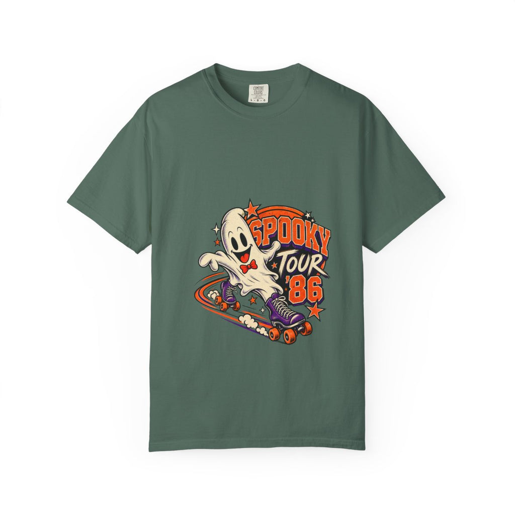 Spooky Tour 86 Skateboarding Ghost T-Shirt | Halloween Skate Tee