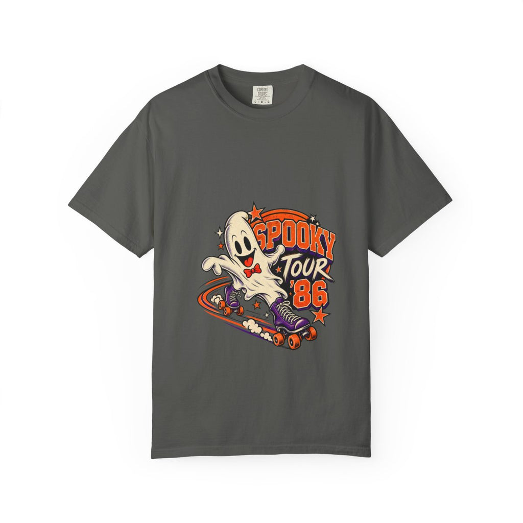 Spooky Tour 86 Skateboarding Ghost T-Shirt | Halloween Skate Tee