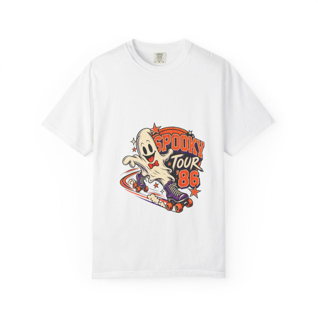 Spooky Tour 86 Skateboarding Ghost T-Shirt | Halloween Skate Tee