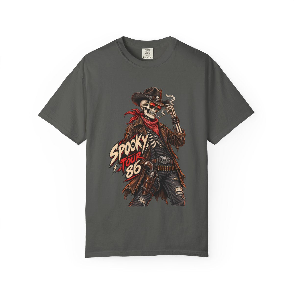 Spooky Tour '86 Skeleton Cowboy T-shirt | Horror Western Graphic Tee