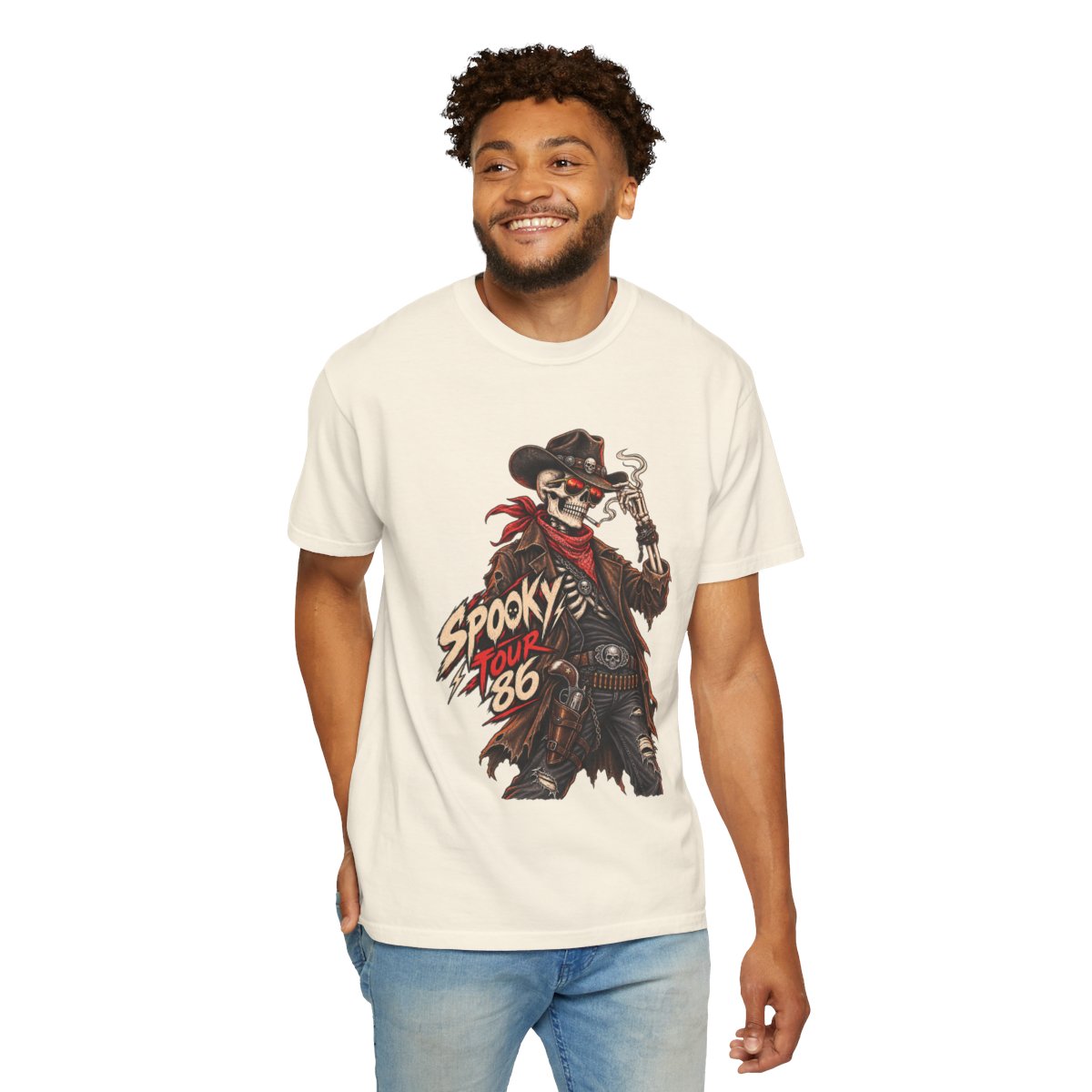 Spooky Tour '86 Skeleton Cowboy T-shirt | Horror Western Graphic Tee