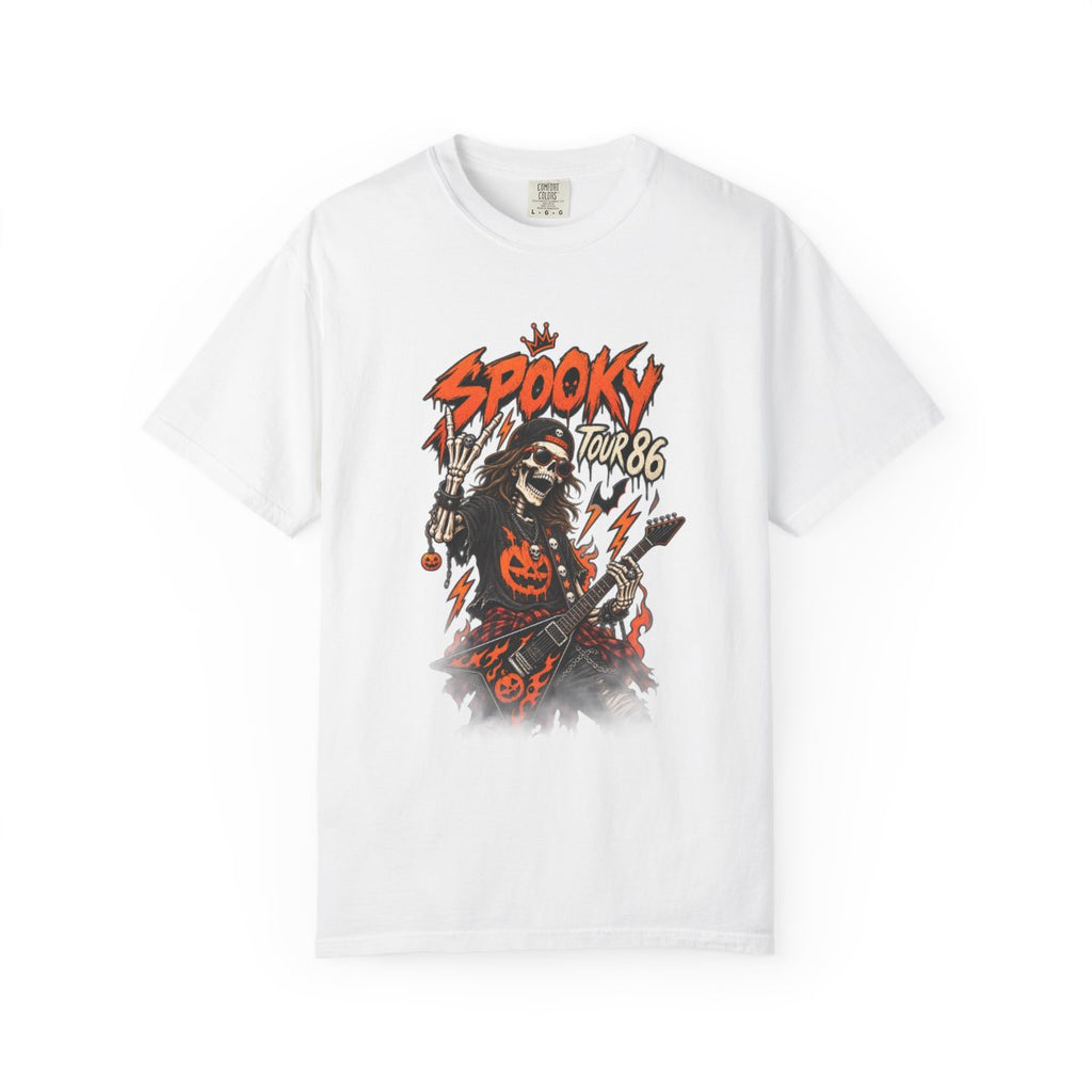 Spooky Tour '86 Skeleton Guitarist T-shirt | Halloween Rock Tee