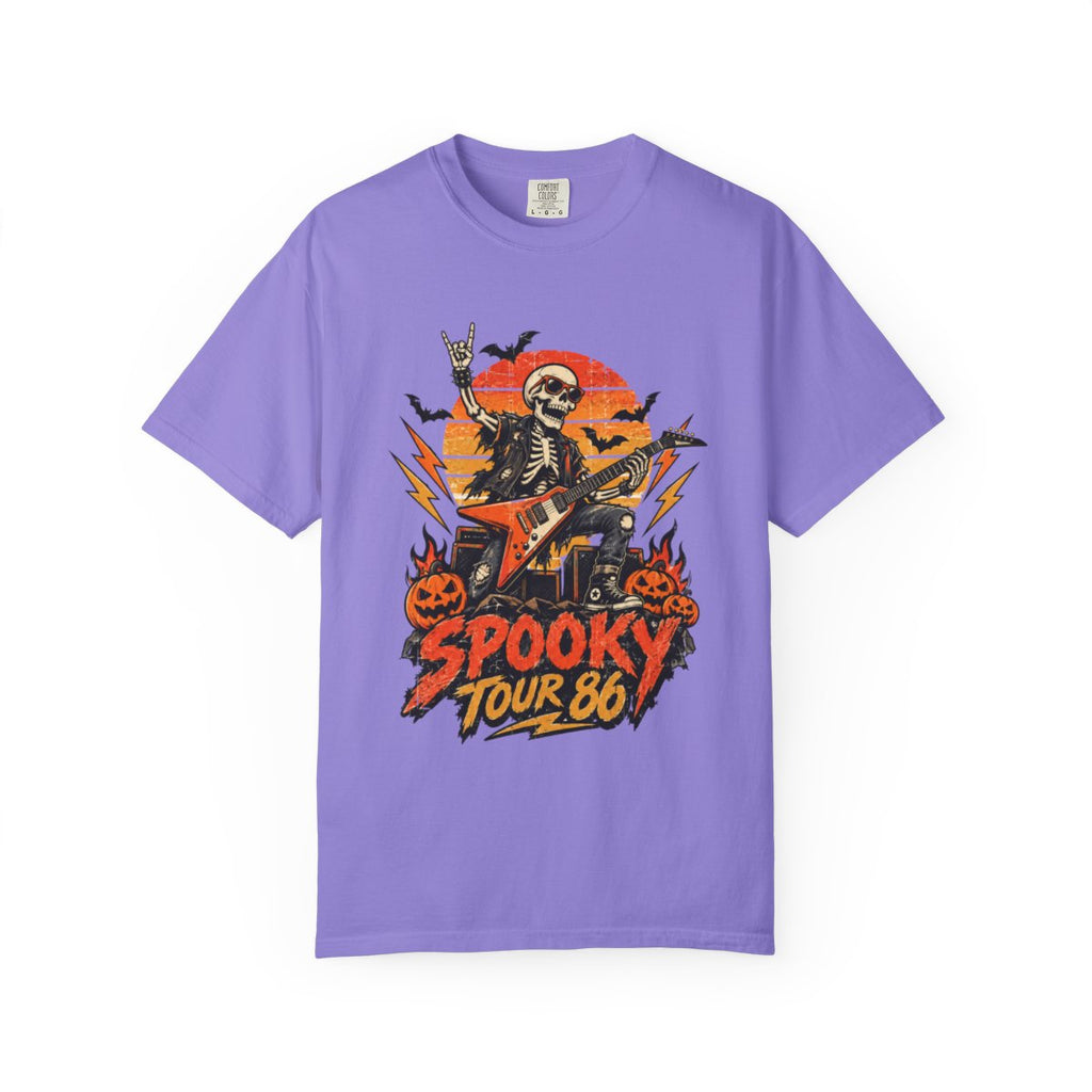 Spooky Tour 86 Skeleton Guitarist T-shirt | Halloween Rock Tee