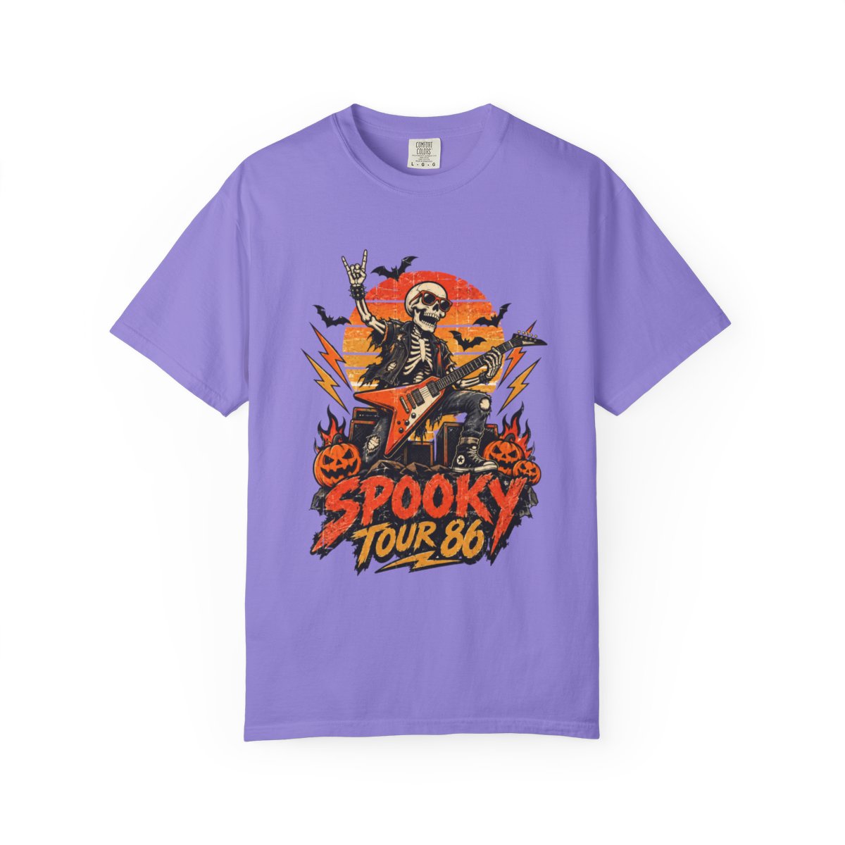 Spooky Tour 86 Skeleton Guitarist T-shirt | Halloween Rock Tee