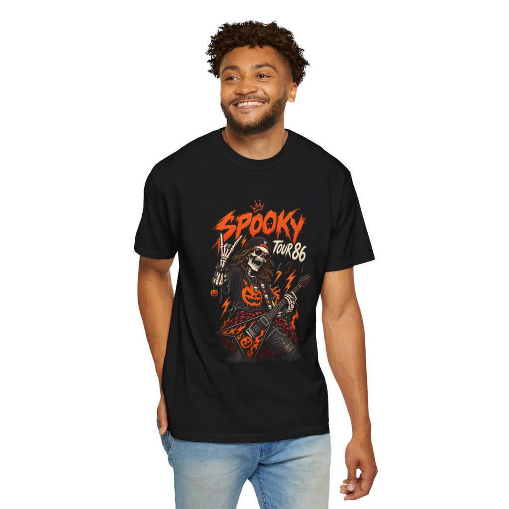 Spooky Tour '86 Skeleton Guitarist T-shirt | Halloween Rock Tee