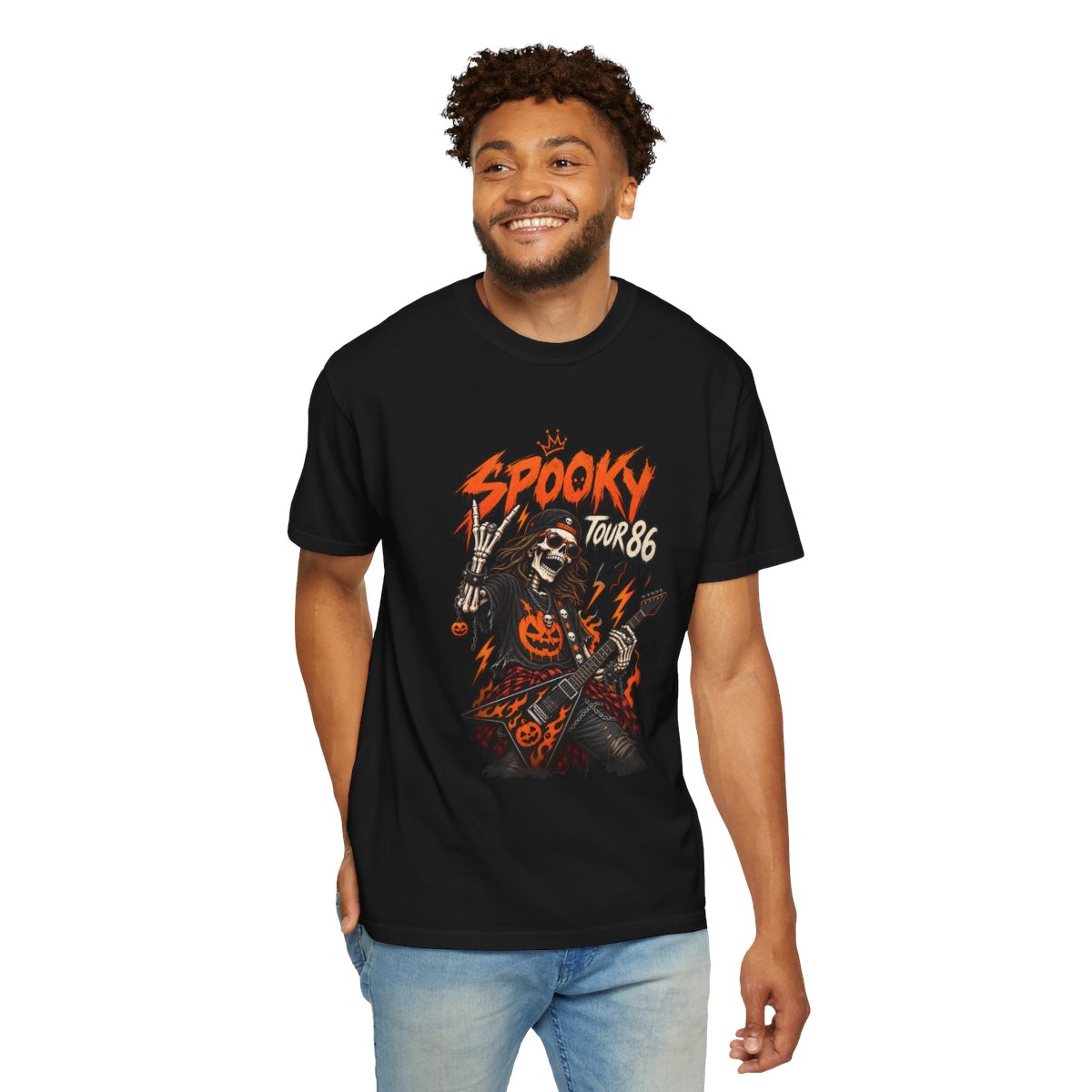 Spooky Tour '86 Skeleton Guitarist T-shirt | Halloween Rock Tee