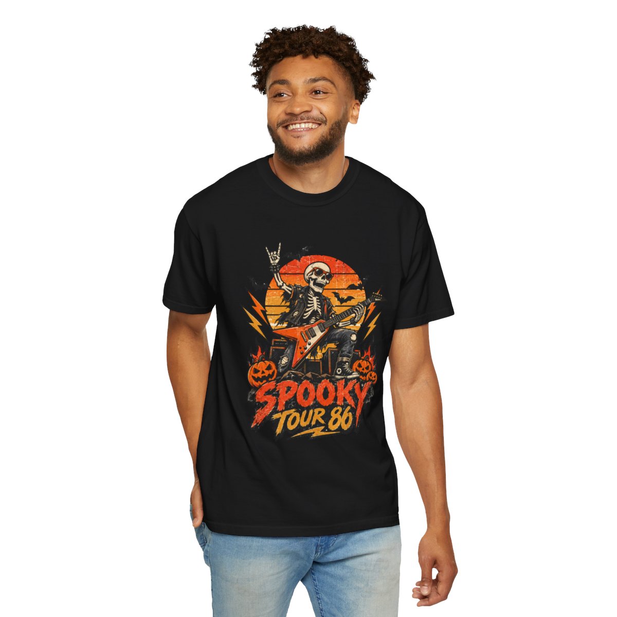 Spooky Tour 86 Skeleton Guitarist T-shirt | Halloween Rock Tee