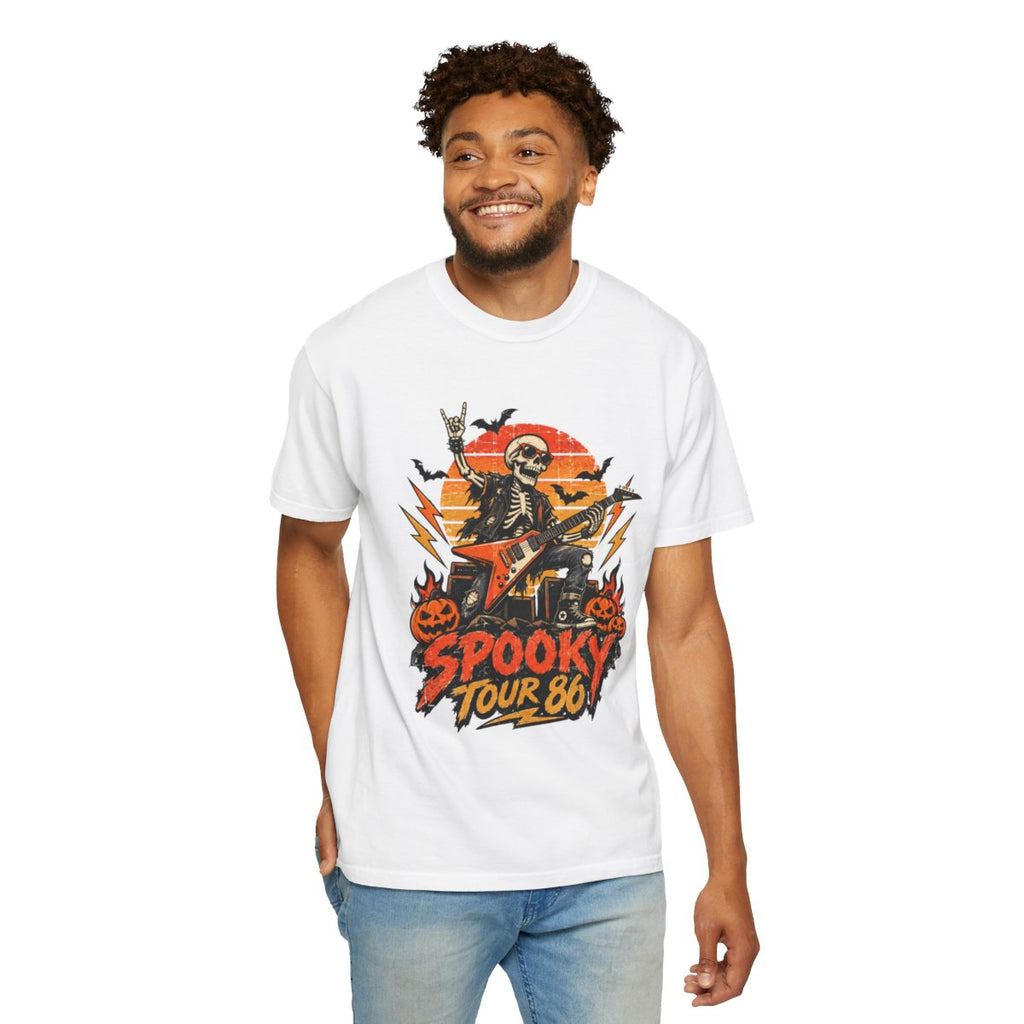 Spooky Tour 86 Skeleton Guitarist T-shirt | Halloween Rock Tee