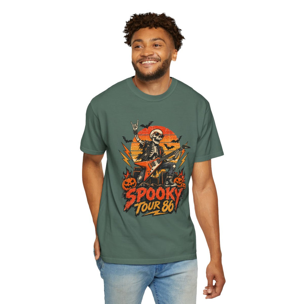 Spooky Tour 86 Skeleton Guitarist T-shirt | Halloween Rock Tee
