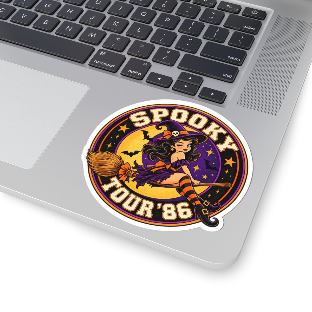 Spooky Tour '86 Witch Illustration Sticker | Kiss-Cut Vinyl Sticker