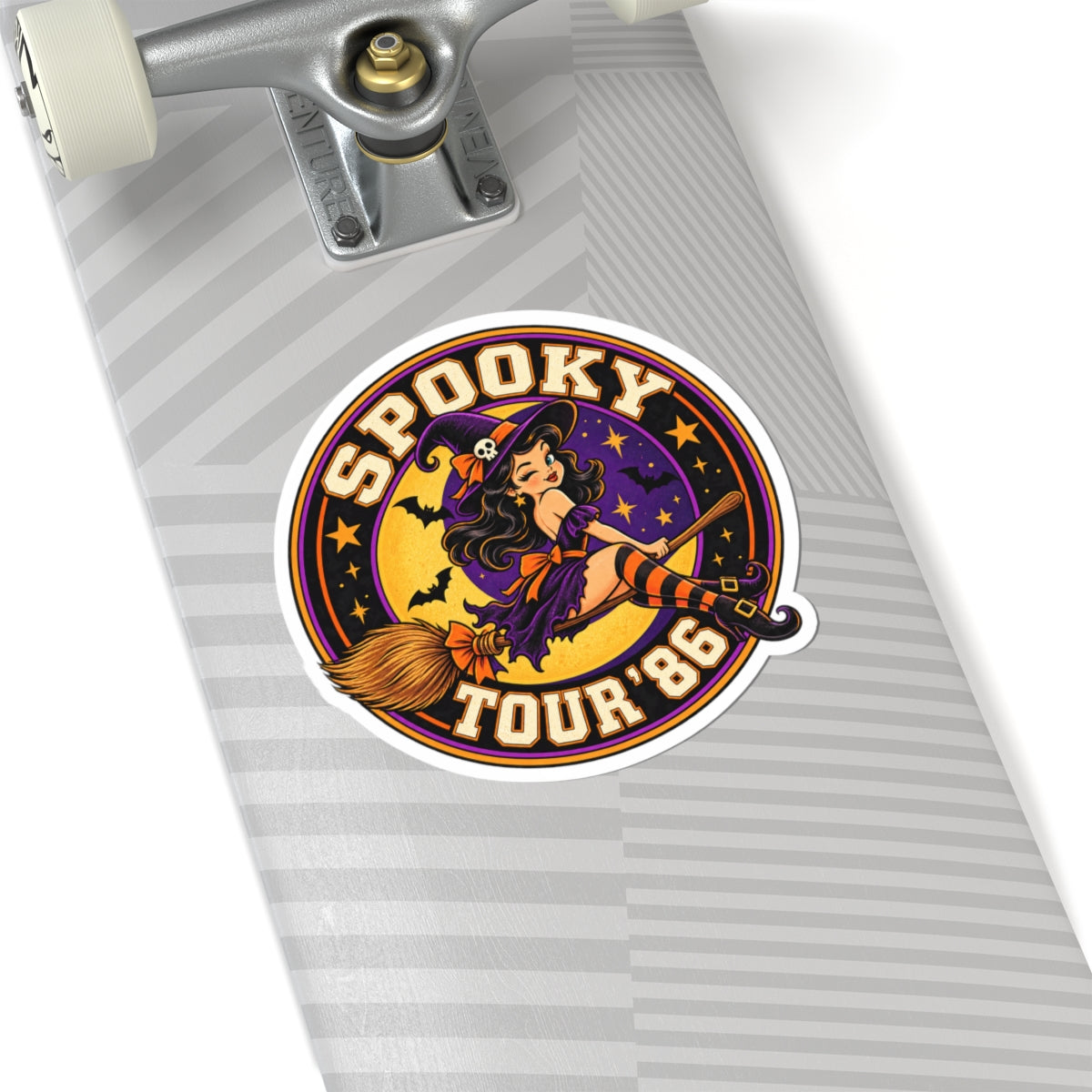 Spooky Tour '86 Witch Illustration Sticker | Kiss-Cut Vinyl Sticker