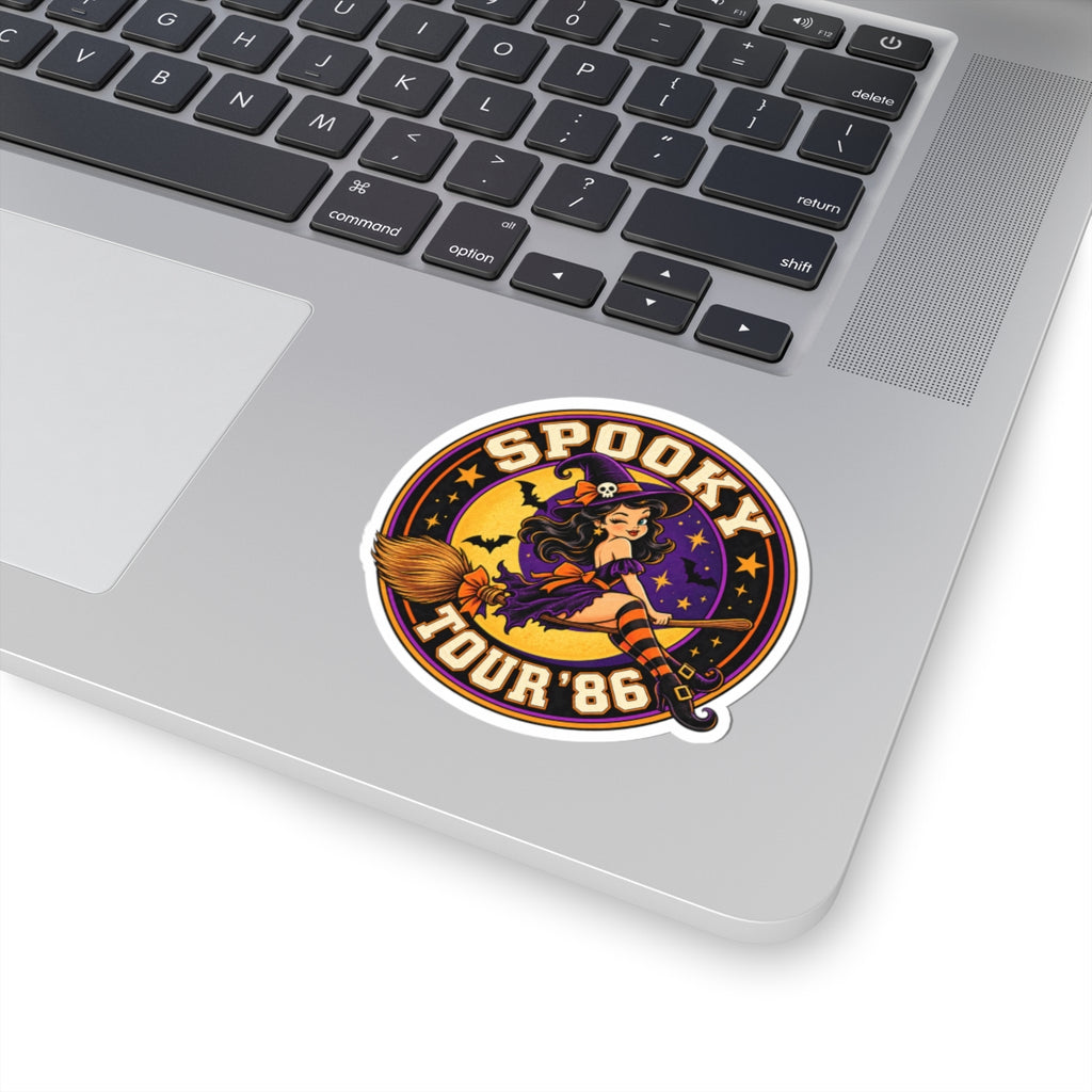 Spooky Tour '86 Witch Illustration Sticker | Kiss-Cut Vinyl Sticker