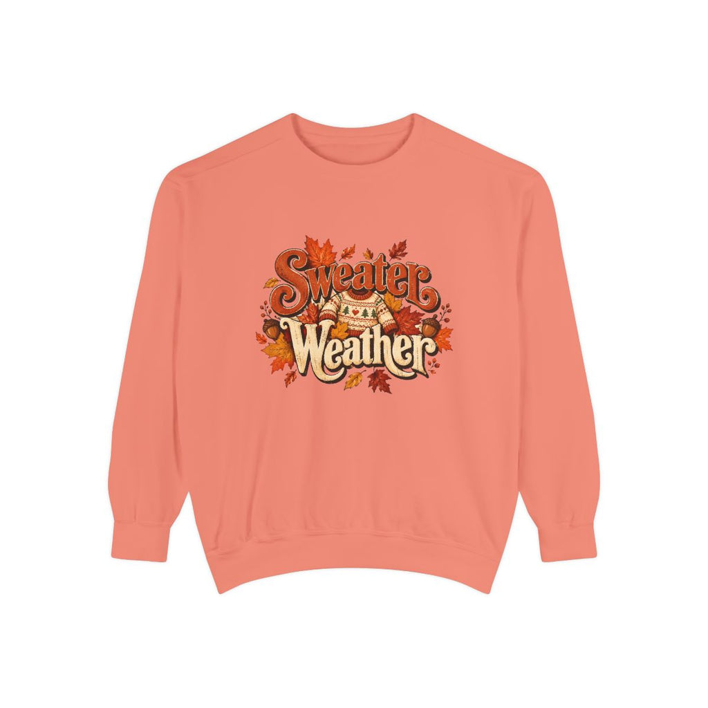 Sweater Weather Sweatshirt | Fall Leaves, Cozy Autumn Graphic