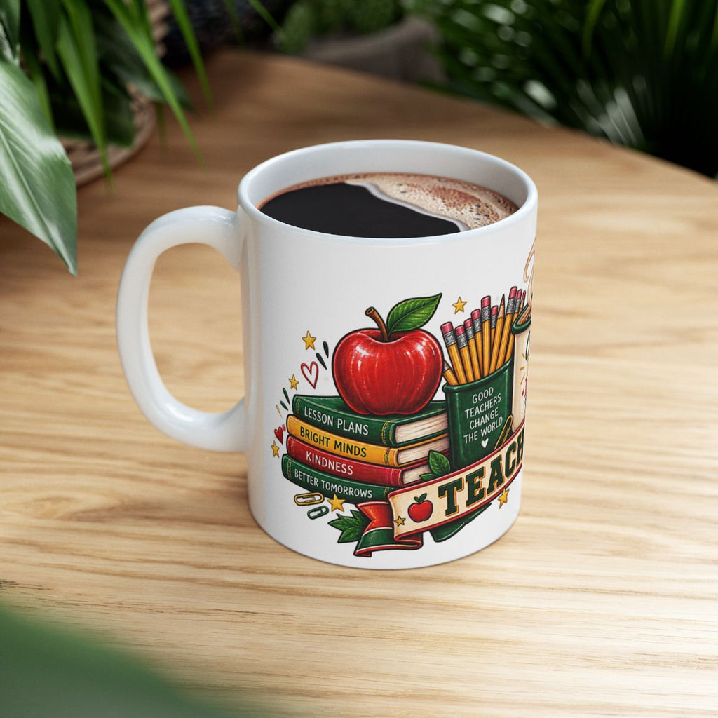 Teacher Fuel Mug | Coffee Teach Inspire Repeat, 11oz 15oz Ceramic