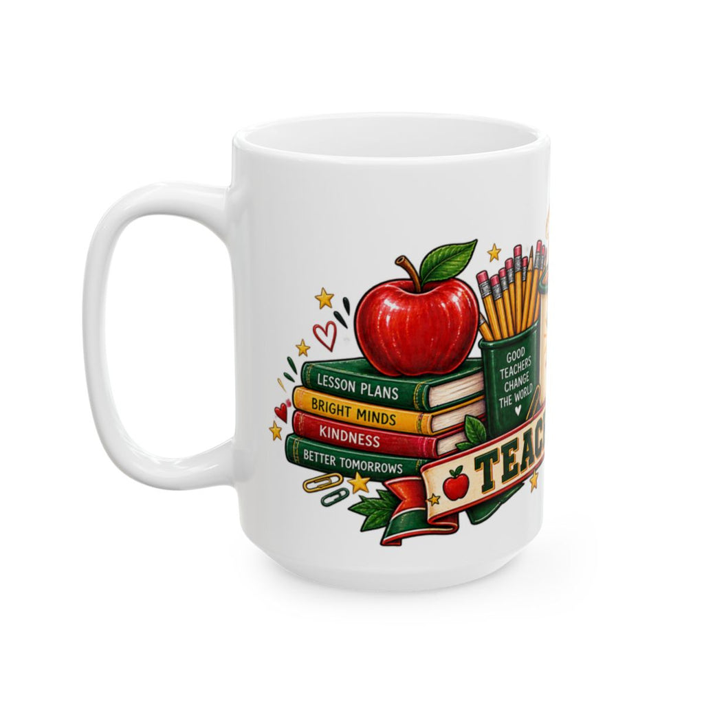 Teacher Fuel Mug | Coffee Teach Inspire Repeat, 11oz 15oz Ceramic