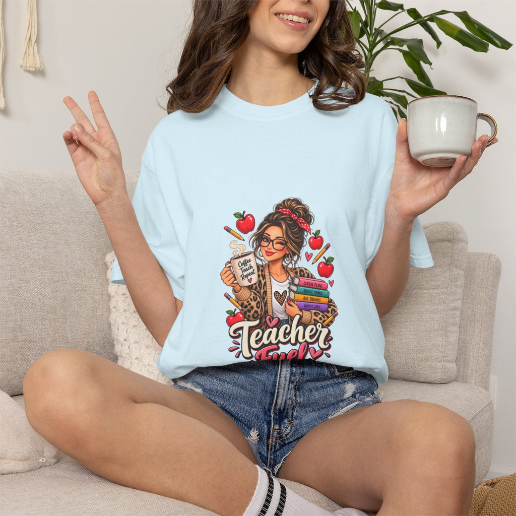 Teacher Fuel T-shirt | Coffee, Books, Apples Teacher Illustration