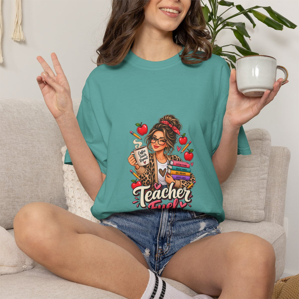 Teacher Fuel T-shirt | Coffee, Books, Apples Teacher Illustration