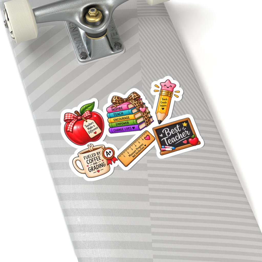 Teacher Sticker Set Kiss-Cut Stickers | Apple, Books, Pencil, Ruler