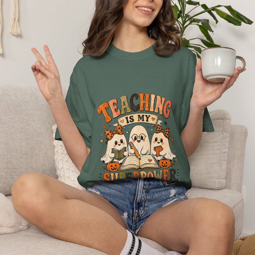 Teaching Is My Superpower T-shirt | Halloween Ghost Teacher Design
