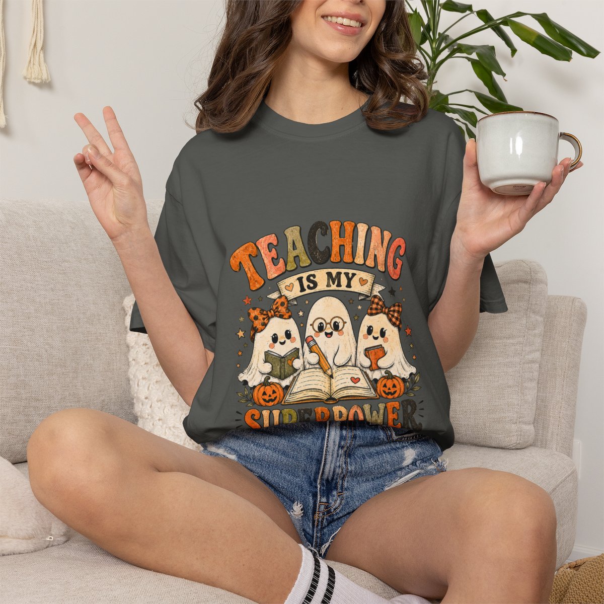 Teaching Is My Superpower T-shirt | Halloween Ghost Teacher Design