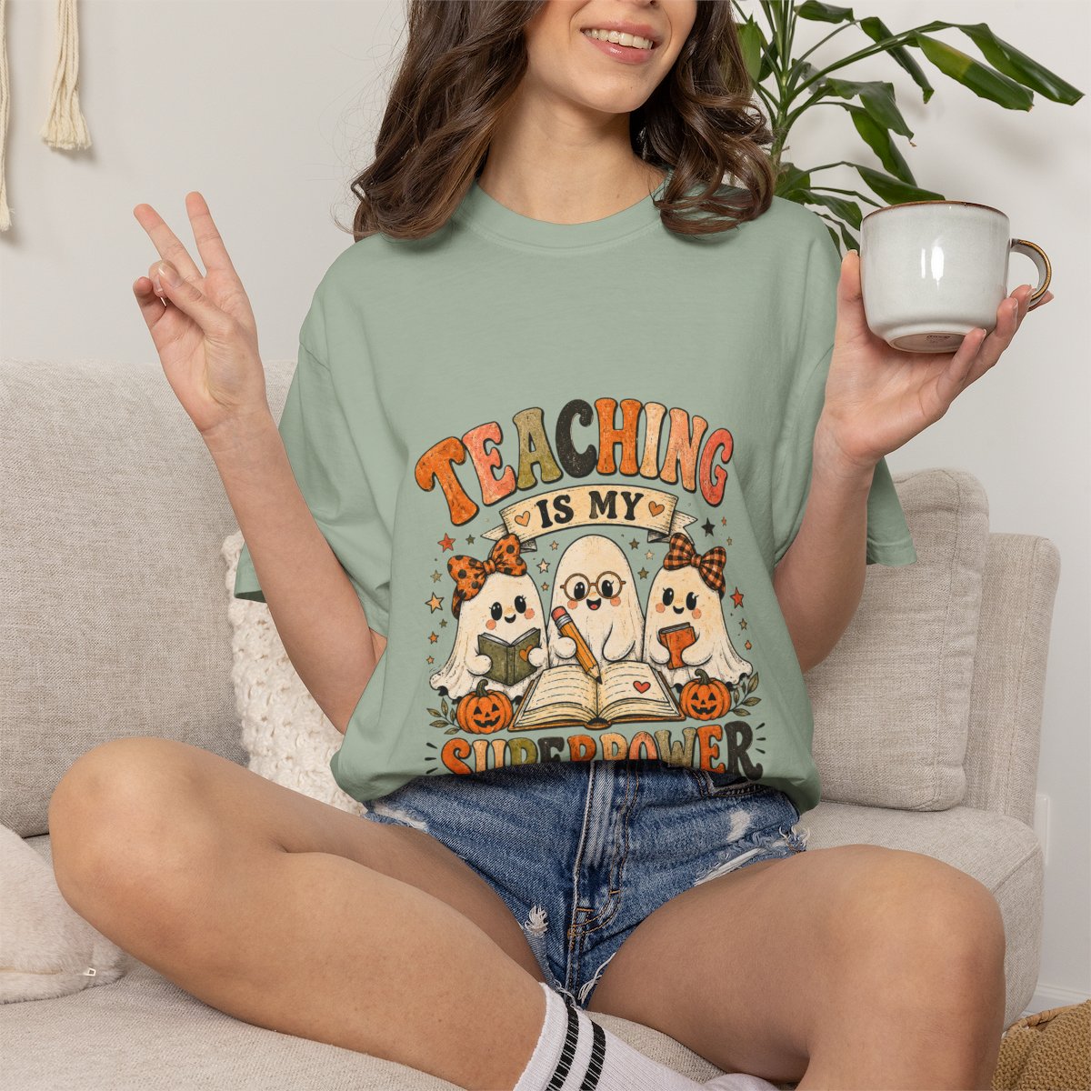Teaching Is My Superpower T-shirt | Halloween Ghost Teacher Design