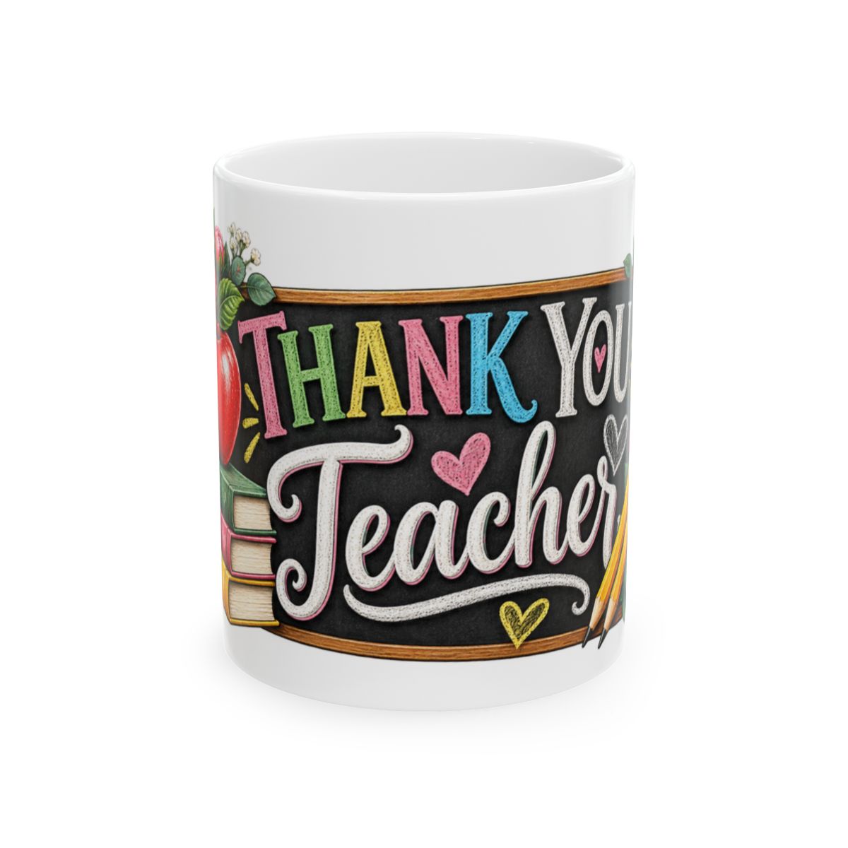Thank You Teacher Chalkboard Floral Mug | Ceramic Coffee Cup