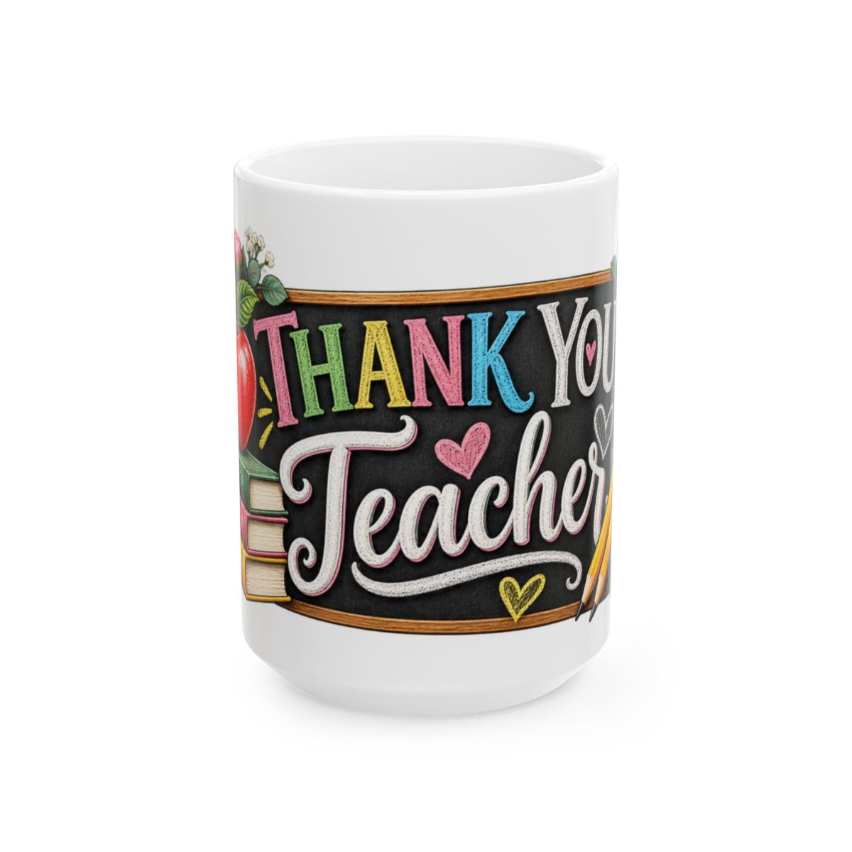 Thank You Teacher Chalkboard Floral Mug | Ceramic Coffee Cup