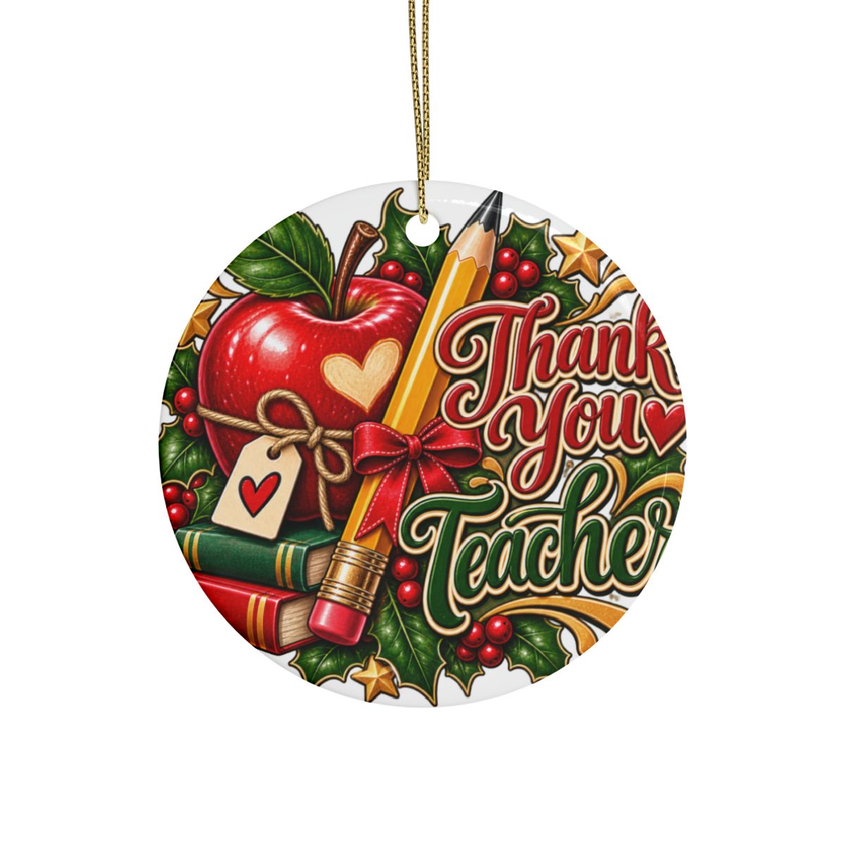 Thank You Teacher Heart Ornament | Ceramic Teacher Appreciation Ornament