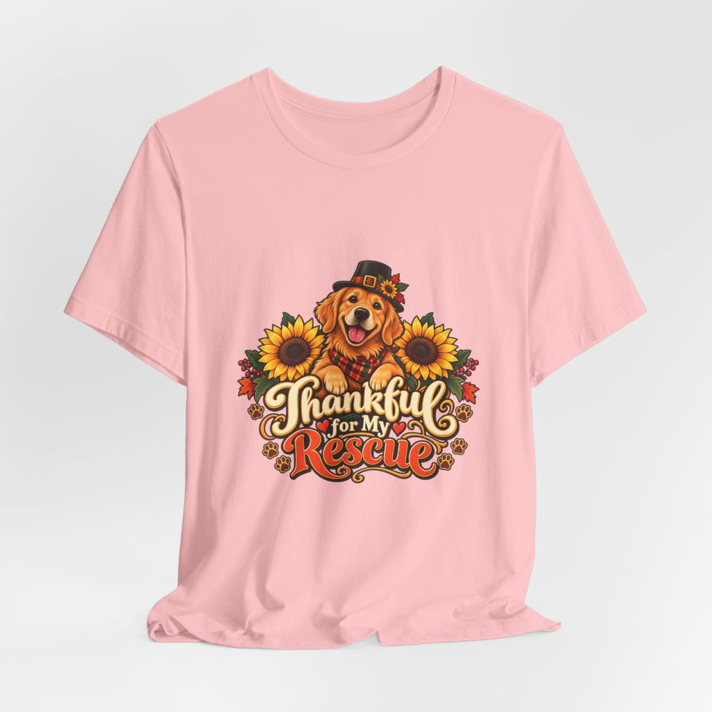 Thankful for My Rescue Dog T-Shirt | Pumpkin Sunflower Thanksgiving Design