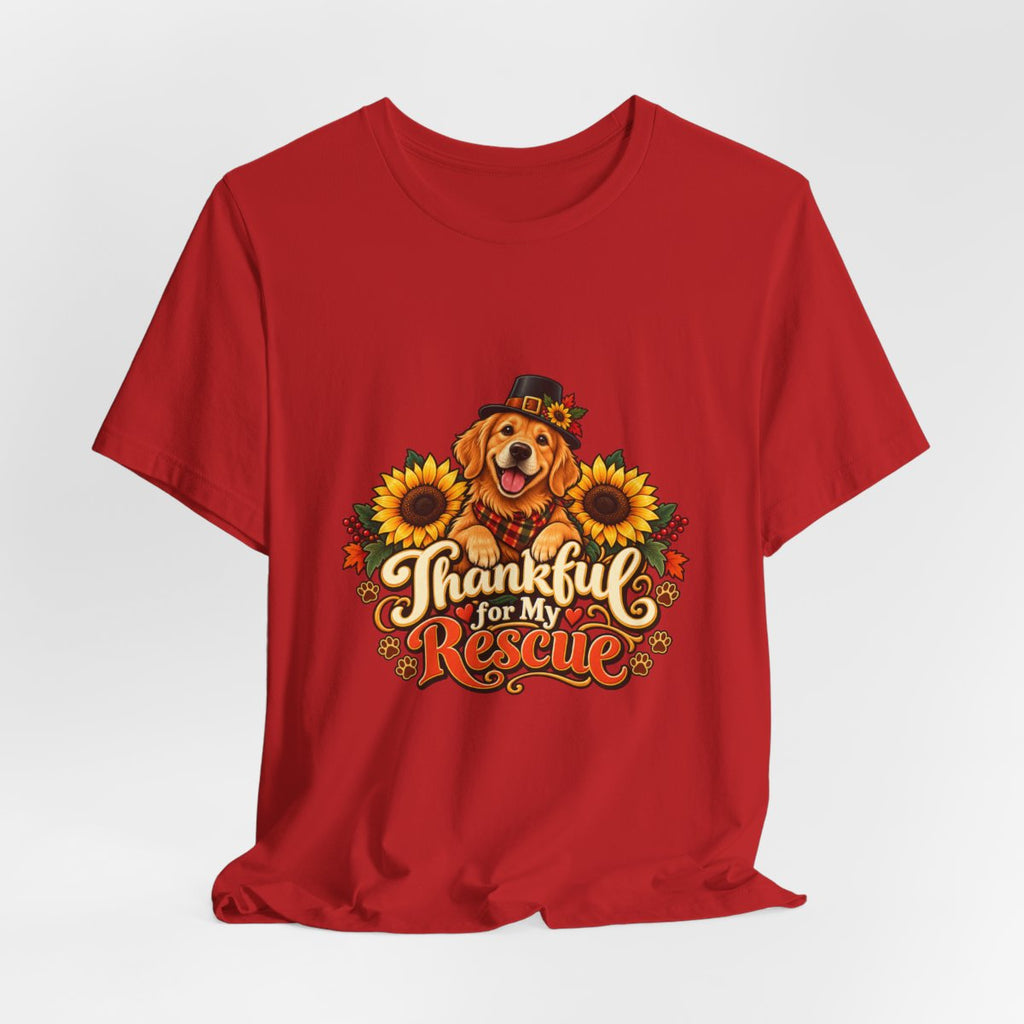 Thankful for My Rescue Dog T-Shirt | Pumpkin Sunflower Thanksgiving Design