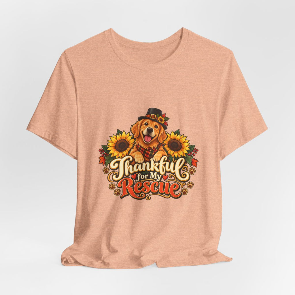 Thankful for My Rescue Dog T-Shirt | Pumpkin Sunflower Thanksgiving Design