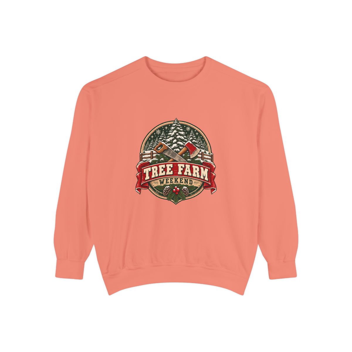 Tree Farm Weekend Sweatshirt | Vintage Christmas Pines, Axes, Snow