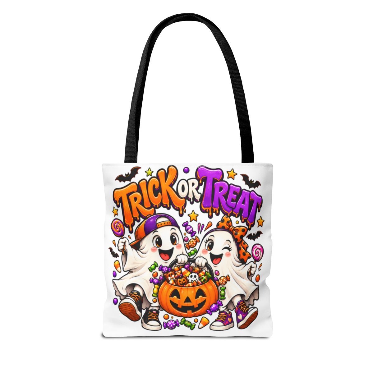 Trick or Treat Ghosts Tote Bag | Halloween Candy Pumpkin