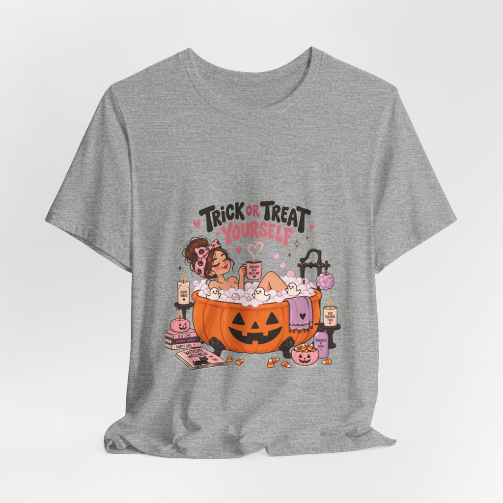 Trick or Treat Yourself Halloween Spa Tee | Pumpkin Bath Graphic T-Shirt