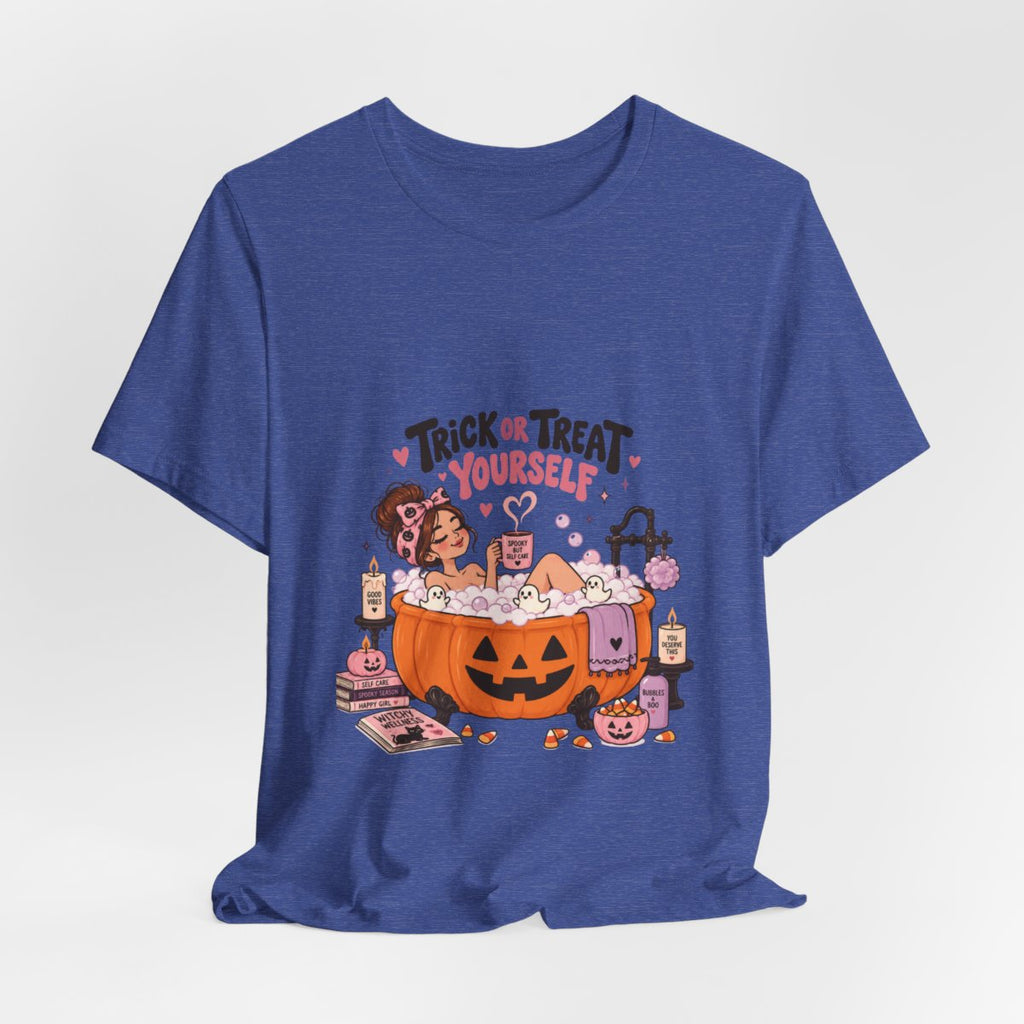 Trick or Treat Yourself Halloween Spa Tee | Pumpkin Bath Graphic T-Shirt
