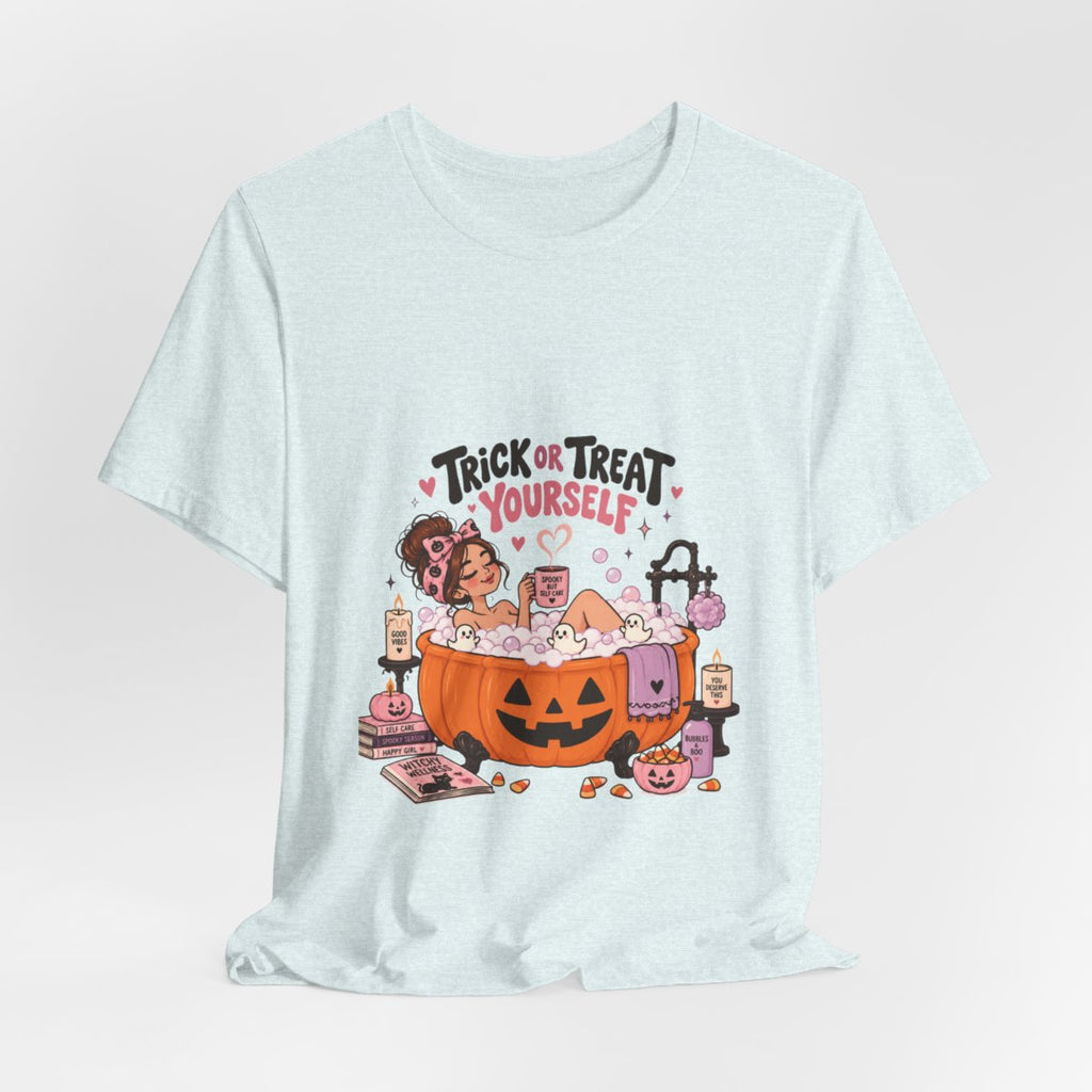 Trick or Treat Yourself Halloween Spa Tee | Pumpkin Bath Graphic T-Shirt