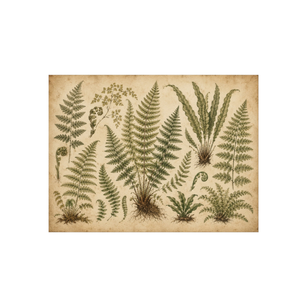 Vintage Botanical Fern Illustration Poster | Fine Art Print - 16″ x 12″ (Horizontal)