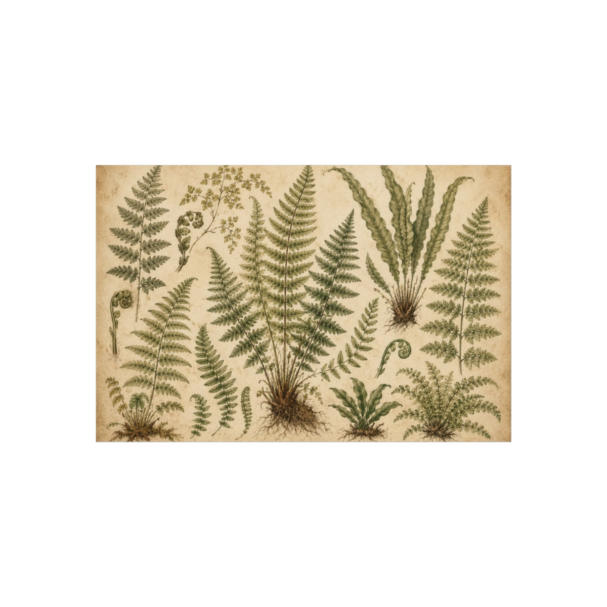 Vintage Botanical Fern Illustration Poster | Fine Art Print - 30″ x 20″ (Horizontal)