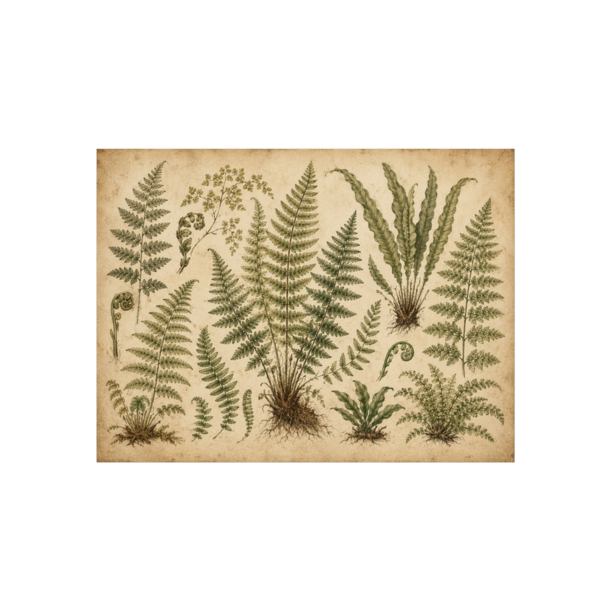 Vintage Botanical Fern Illustration Poster | Fine Art Print - 24″ x 18″ (Horizontal)