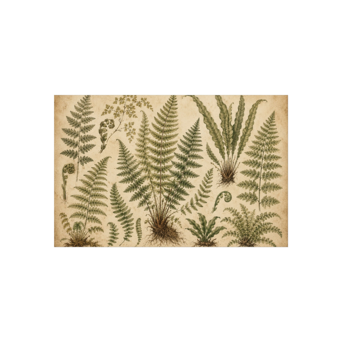 Vintage Botanical Fern Illustration Poster | Fine Art Print - 40" x 26" (Horizontal)