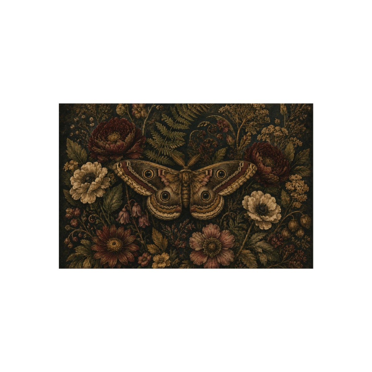 Vintage Botanical Moth Poster | Fine Art Poster - 40" x 26" (Horizontal)