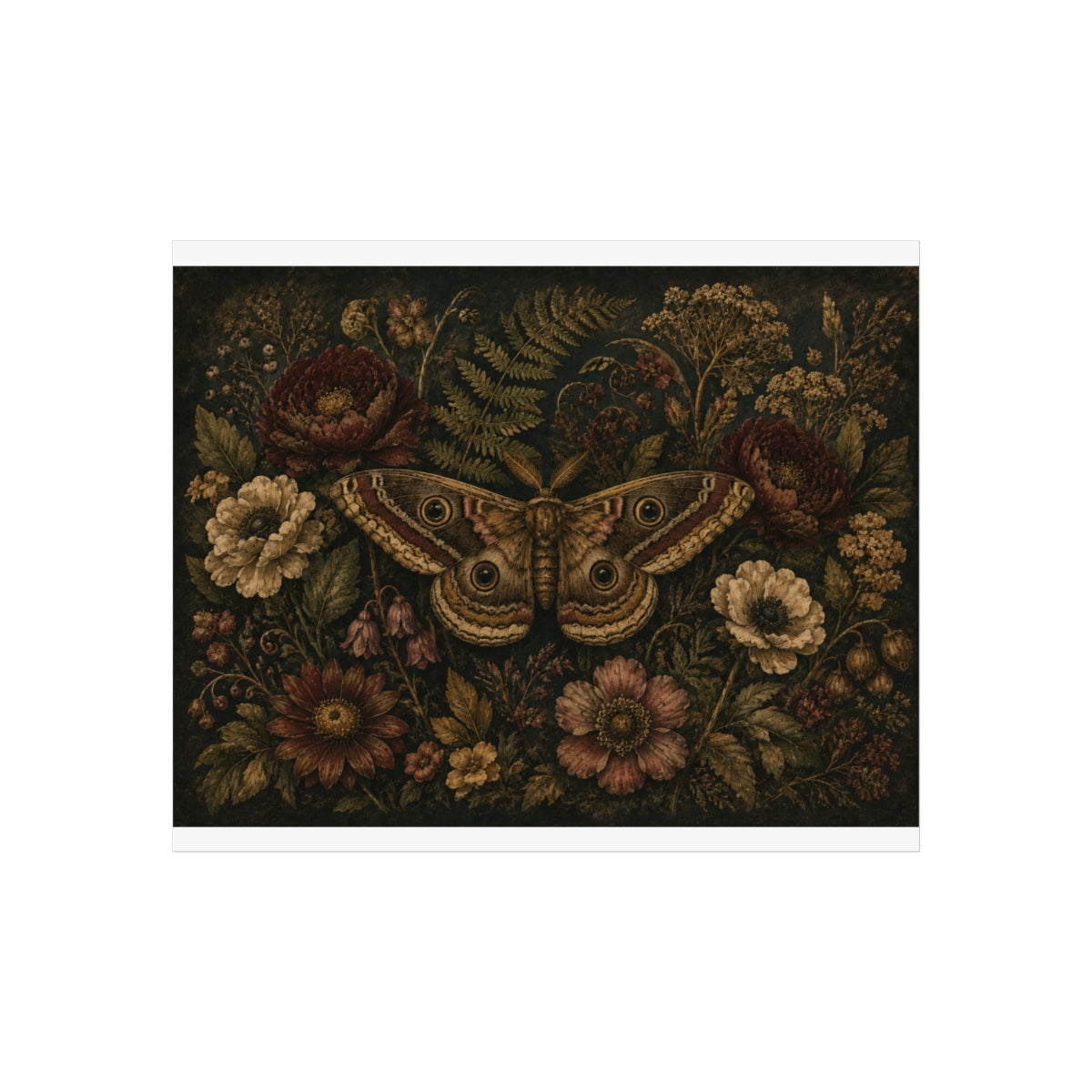 Vintage Botanical Moth Poster | Fine Art Poster - 11″ x 9″ (Horizontal)