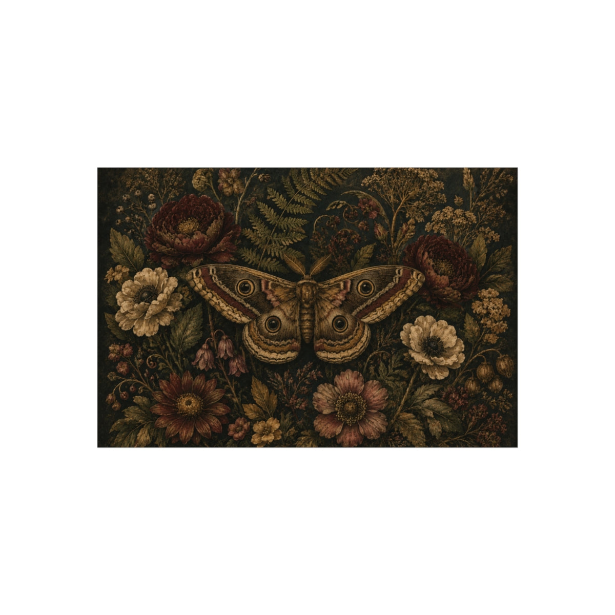 Vintage Botanical Moth Poster | Fine Art Poster - 24″ x 16″ (Horizontal)